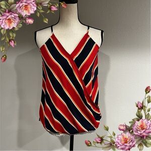 Maurice's Spaghetti Straps Front Wrap Stripe Tank Top